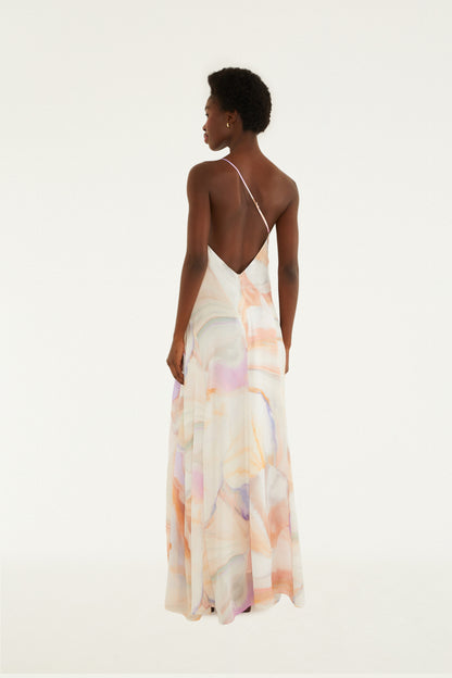 Vestido un Hombro Estampado de Perlas