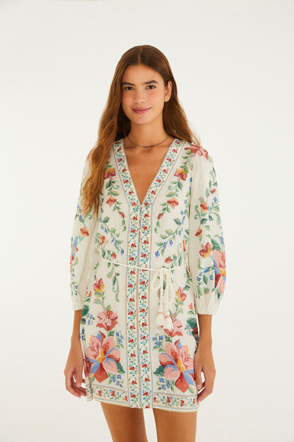 Vestido Corto Estampado Brisa Serena
