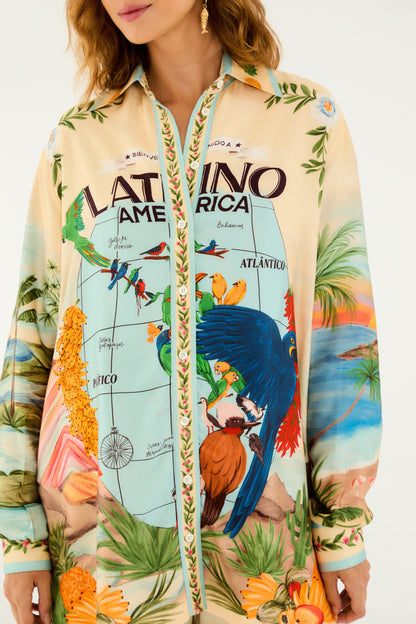 Camisa Estampada Mapa América Latina