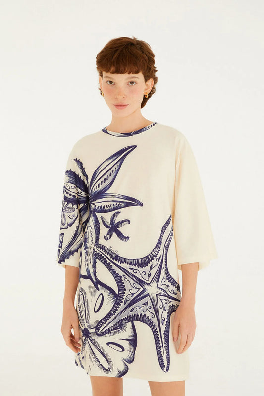 Vestido de T-Shirt  Estampado Mar de Estrellas