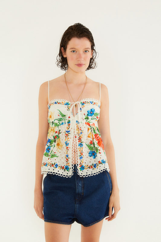 Blusa  Lazo y Estampado floral Mariana