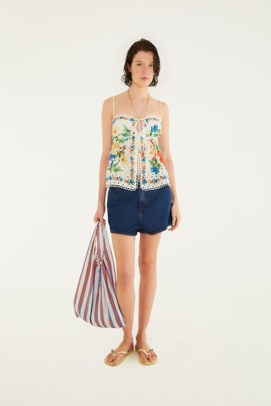Blusa  Lazo y Estampado floral Mariana