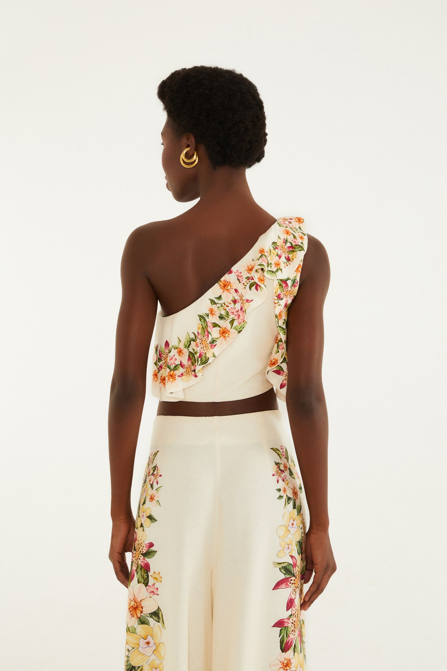 Blusa  volantes y un hombro  Estampado floral de Mali