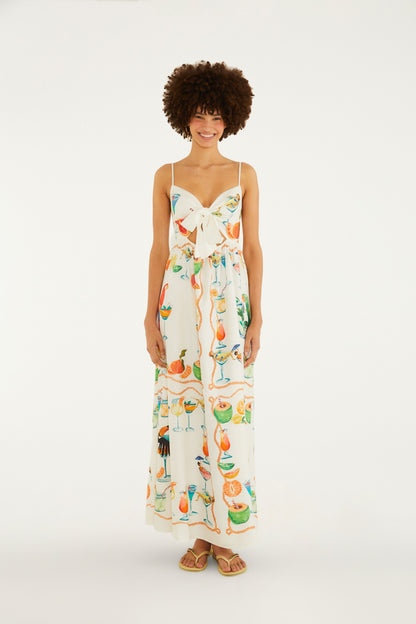 Vestido de Tiras Estampado Cóctel