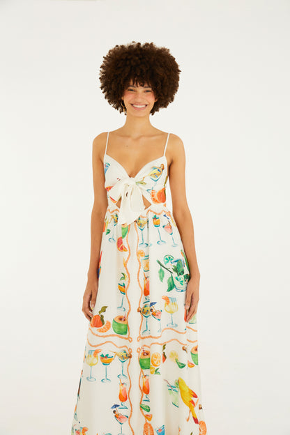 Vestido de Tiras Estampado Cóctel