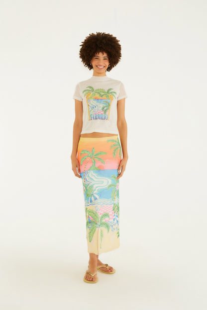 Falda Midi de tul  Estampado paisaje solar