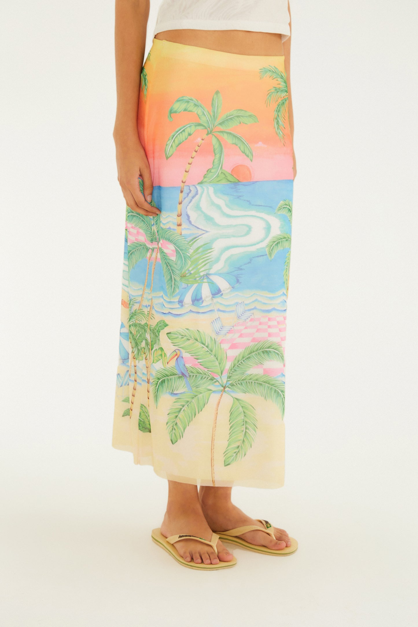 Falda Midi de tul  Estampado paisaje solar