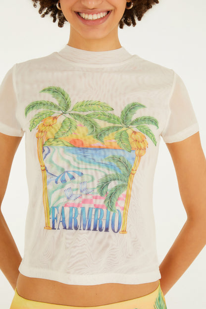 Blusa de tul  Estampado paisaje solar