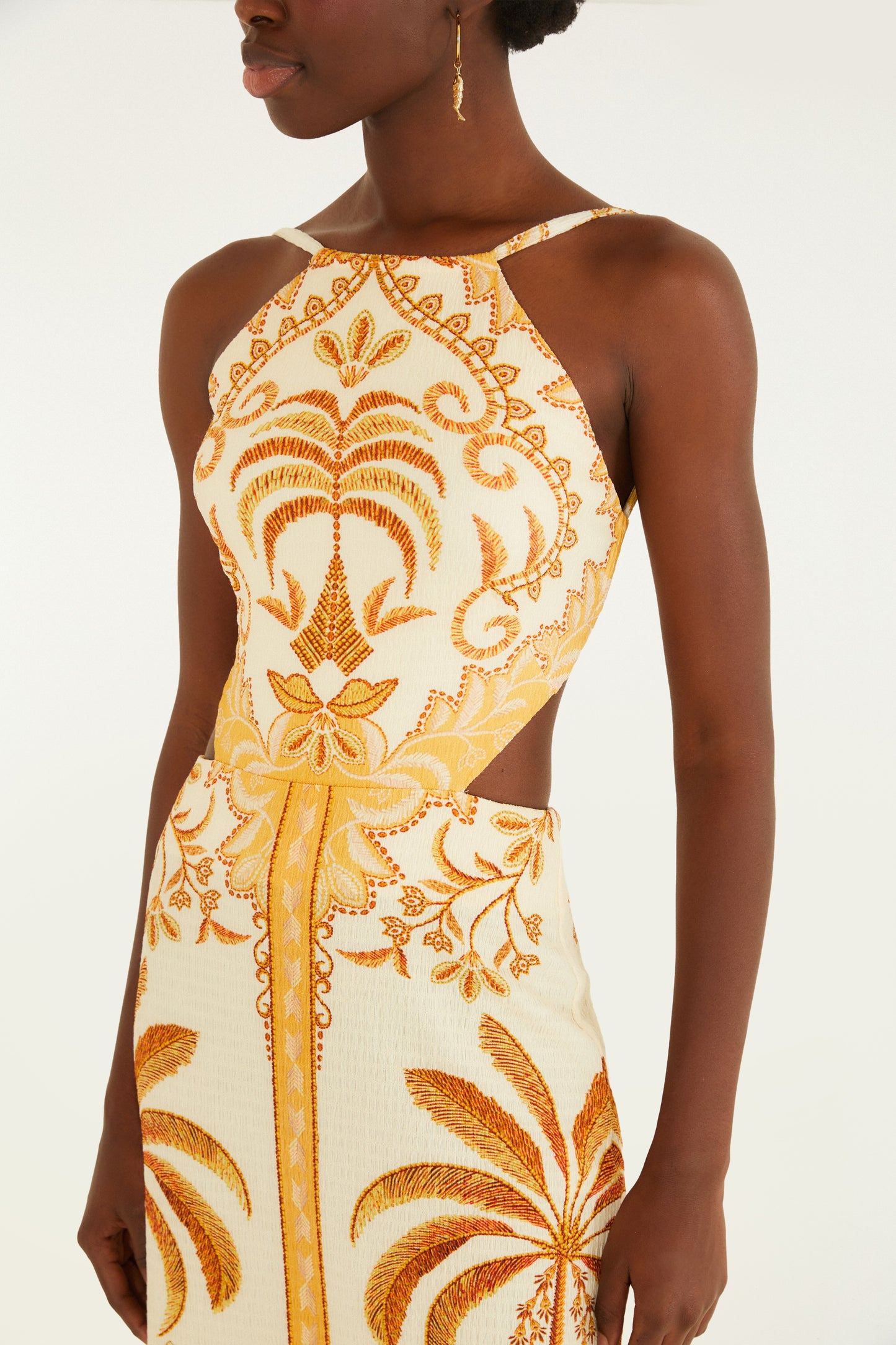 Vestido Midi Estampado paisaje tropical importado