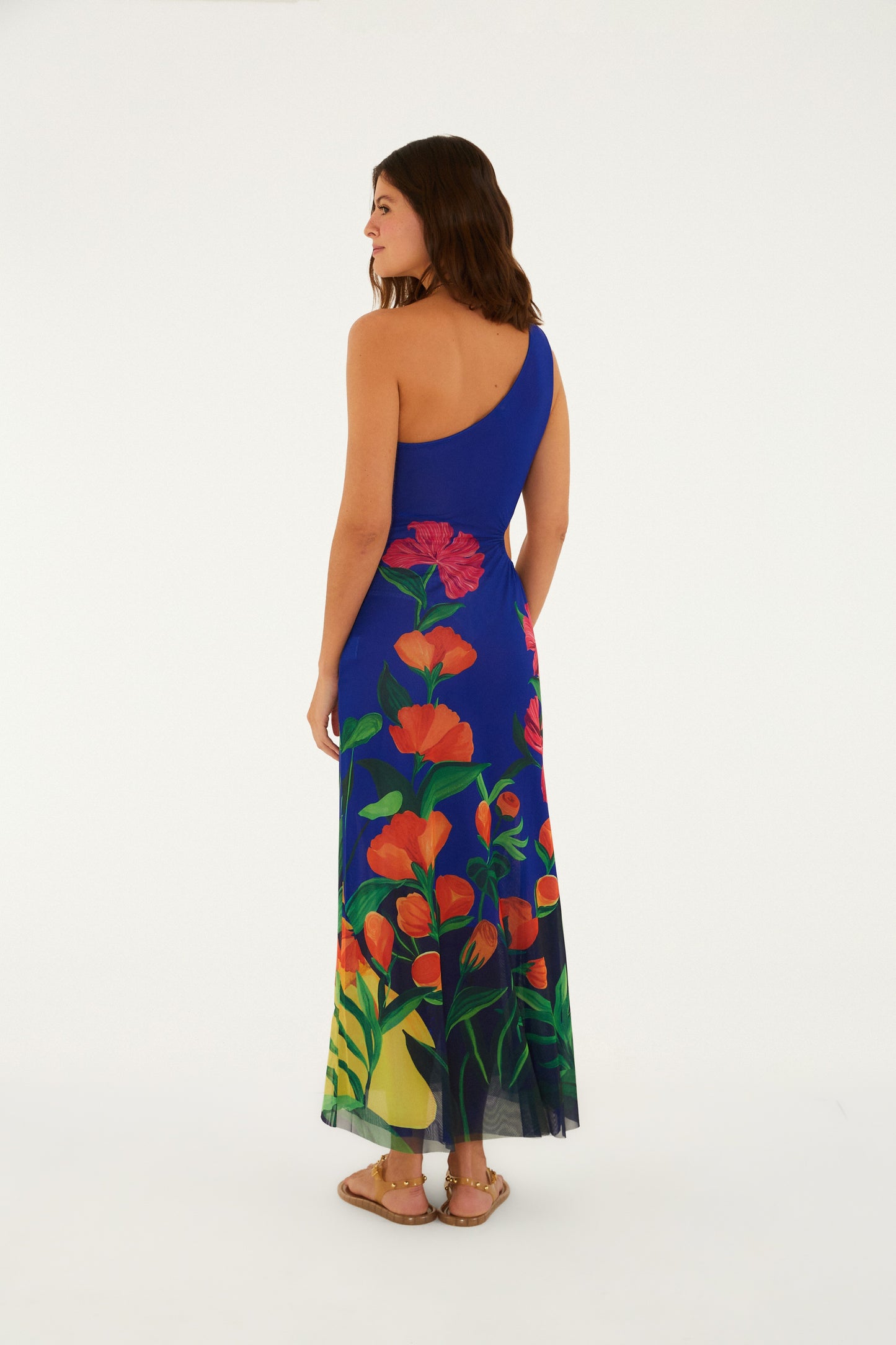 Vestido de tul  un solo hombro Estampado Tarsila
