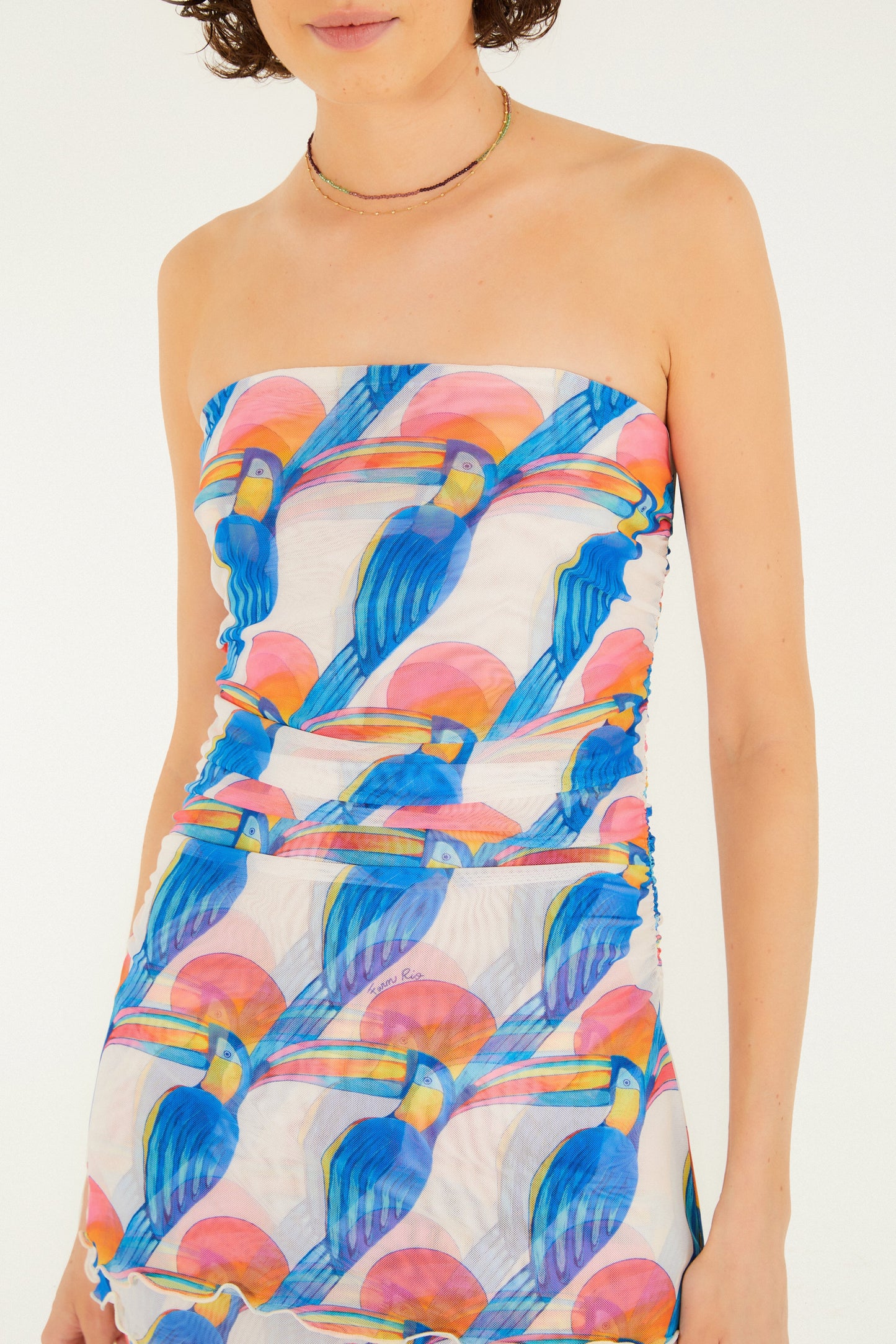 Top sin tirantes de tul Estampado Tucanitas
