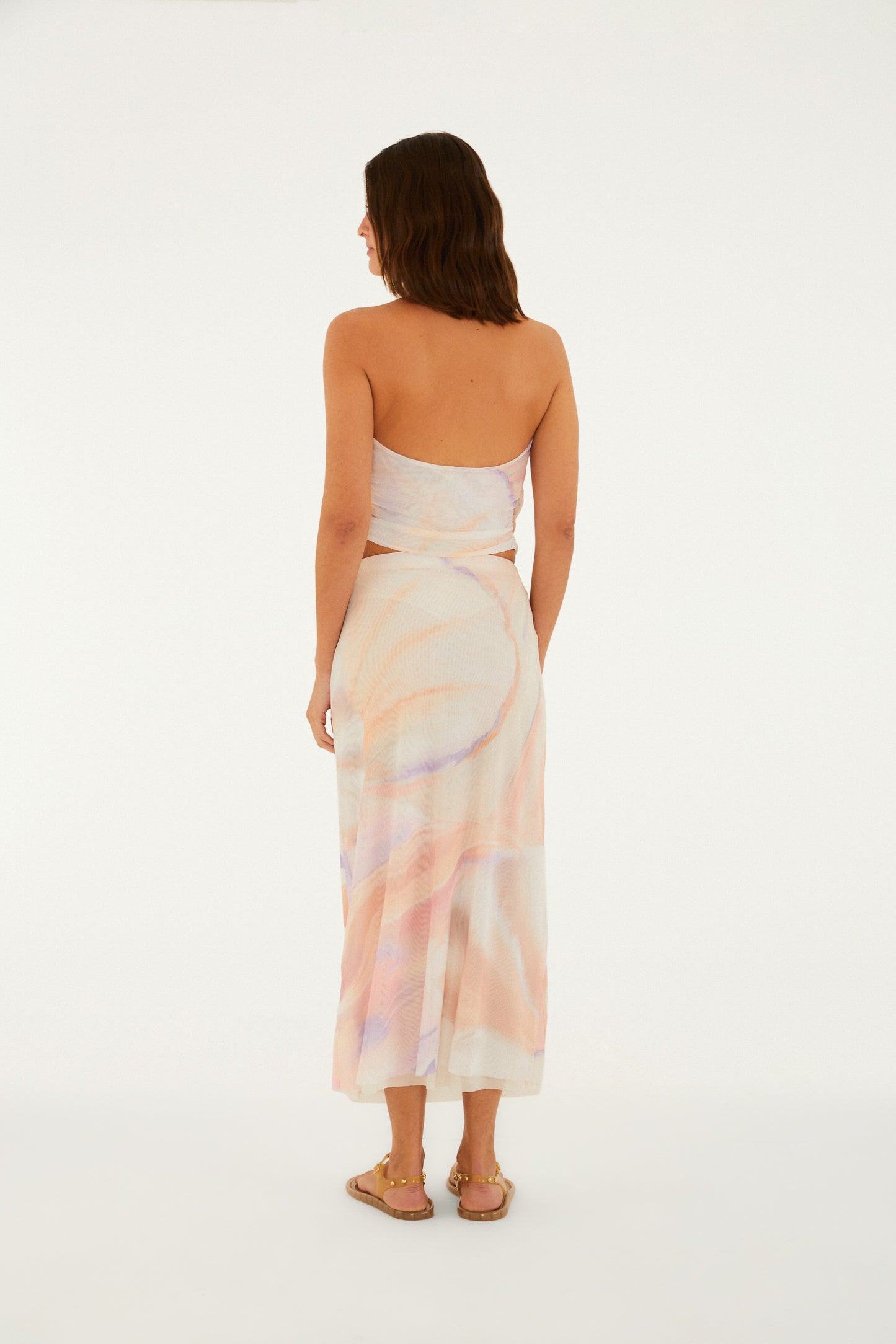 Falda Midi de tul  Estampado perlas marinas