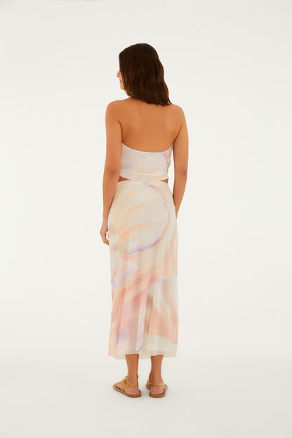 Falda Midi de tul  Estampado perlas marinas