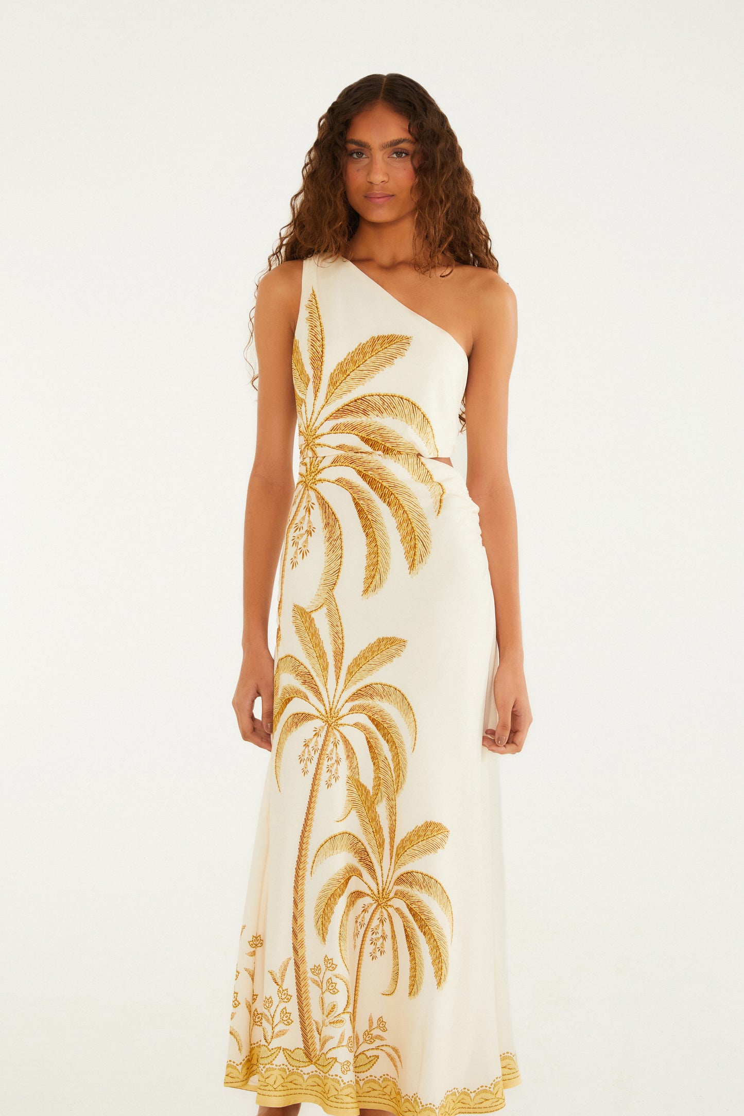 Vestido Un Hombro Paisaje Tropical