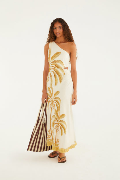 Vestido Un Hombro Paisaje Tropical
