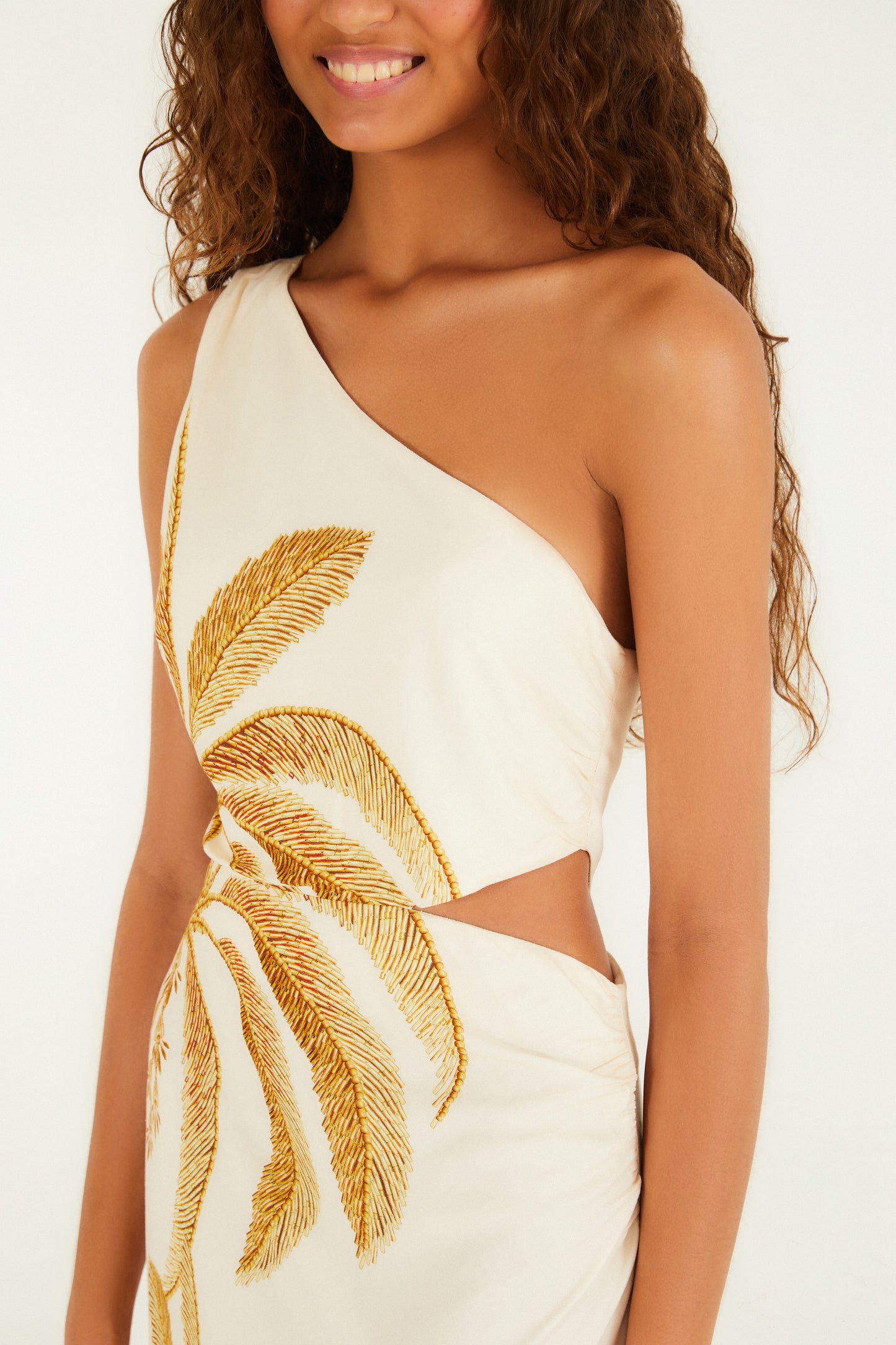 Vestido Un Hombro Paisaje Tropical