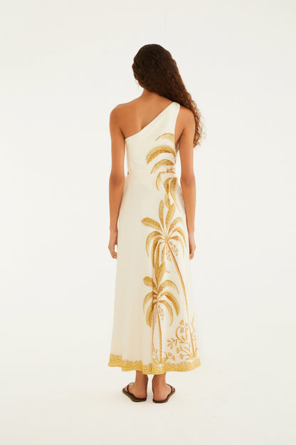 Vestido Un Hombro Paisaje Tropical
