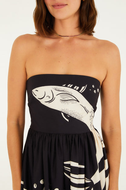 Vestido Midi Estampado Fiesta en el Mar