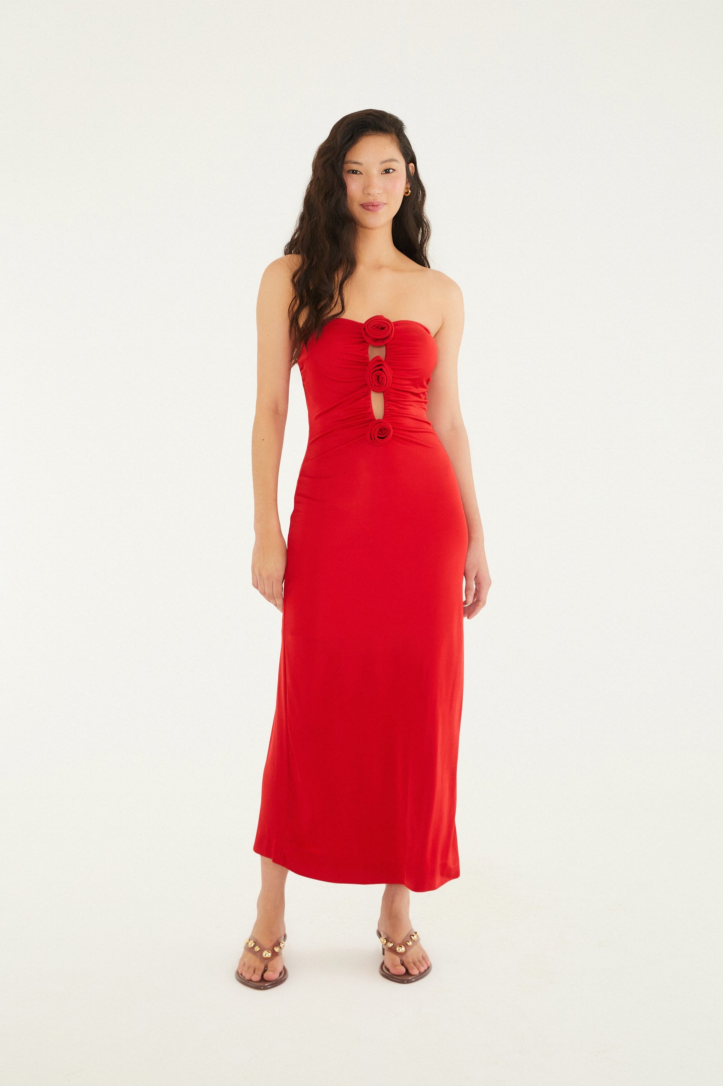 Vestido Jersey Flores Decote