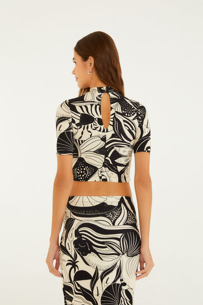 Blusa Mini Estampado Festa de Mar