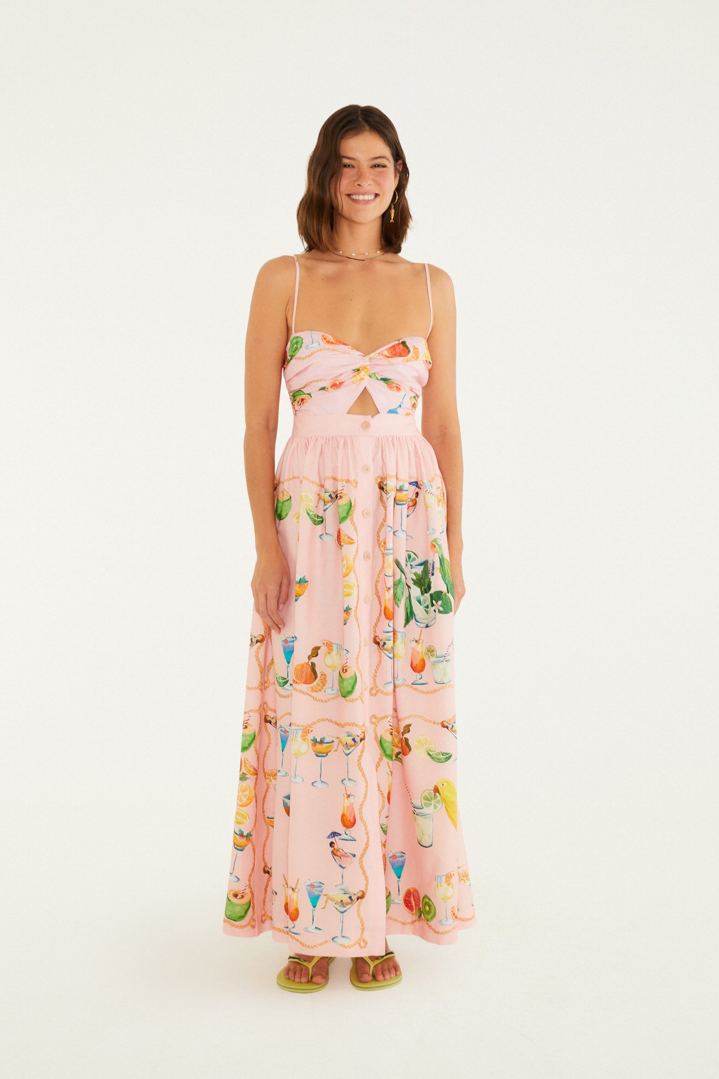 Vestido de Botones Estampado Coctel de Pañuelo
