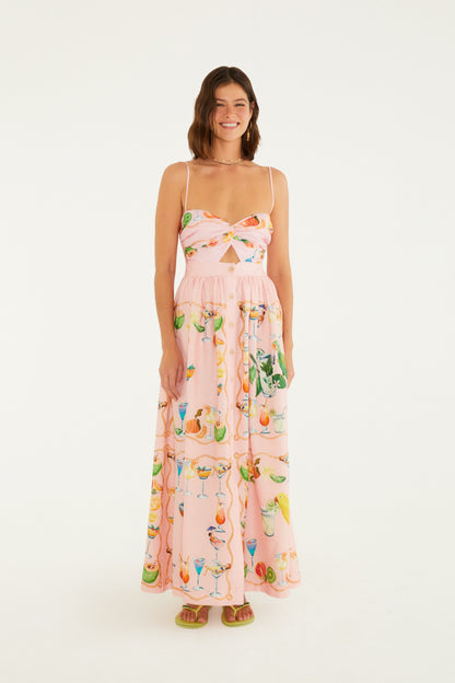 Vestido de Botones Estampado Coctel de Pañuelo