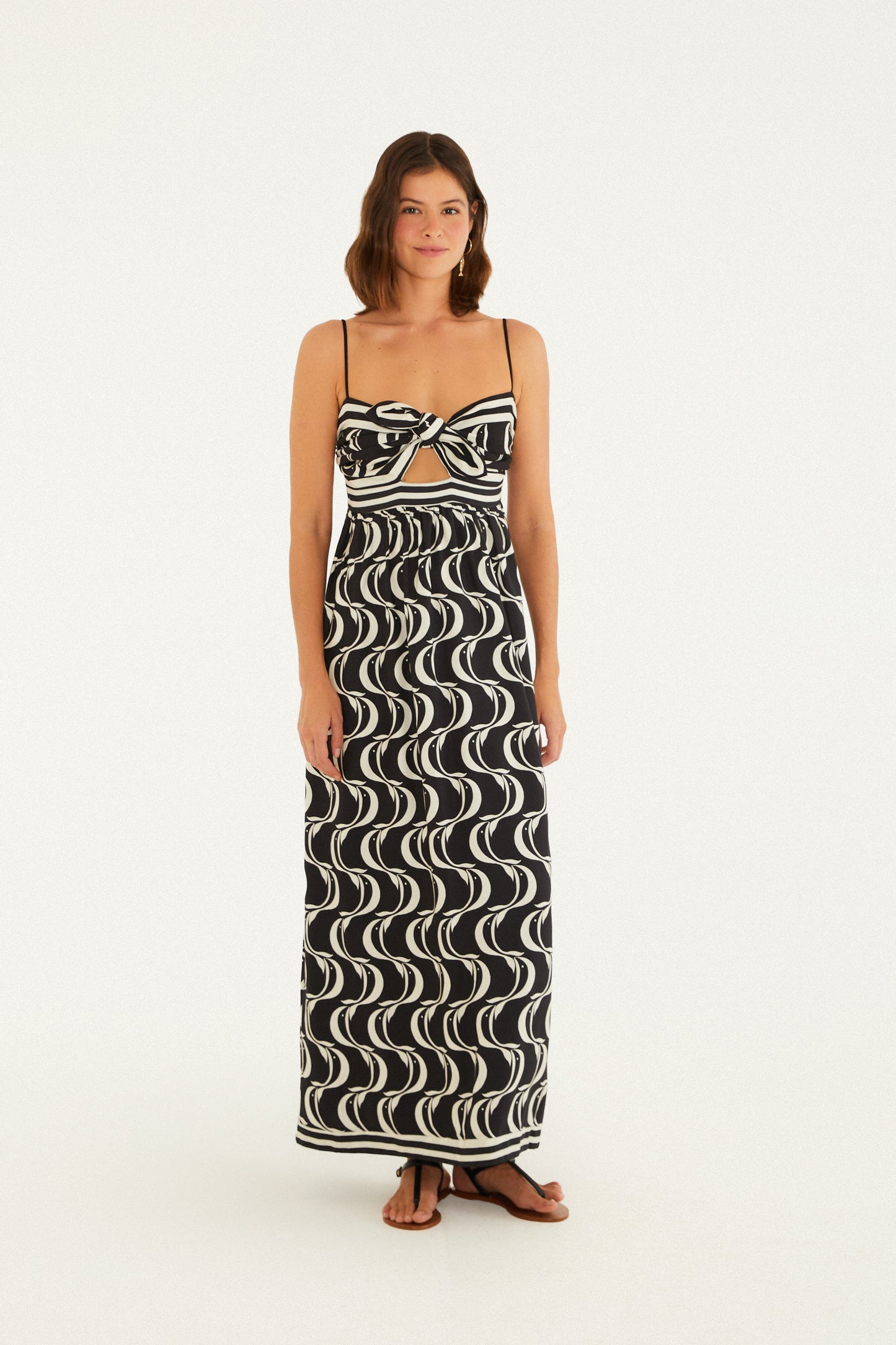 Vestido Nudo Estampado Peces