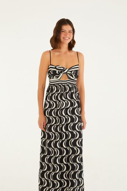 Vestido Nudo Estampado Peces