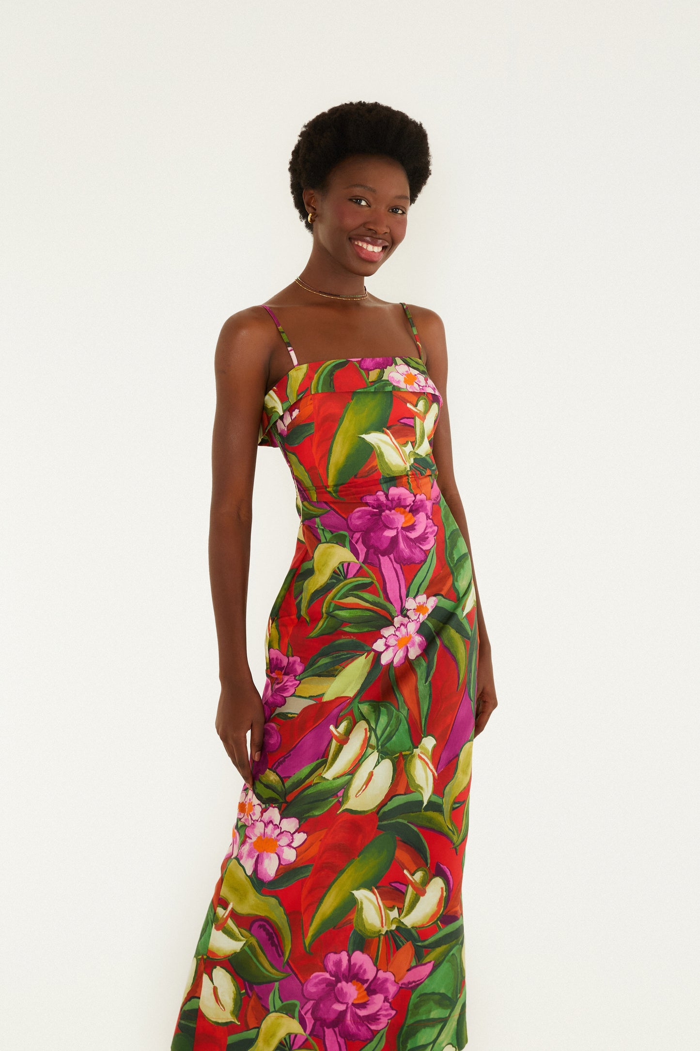 Vestido Midi Estampado Follaje