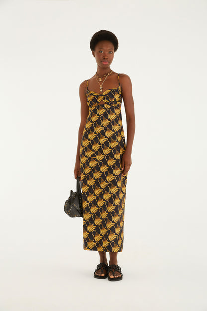 Vestido Largo Estampado Banana Tassel Mini