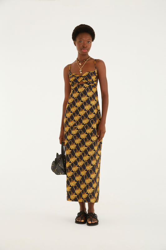 Vestido Largo Estampado Banana Tassel Mini