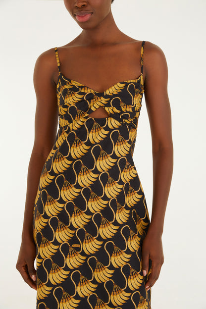 Vestido Largo Estampado Banana Tassel Mini