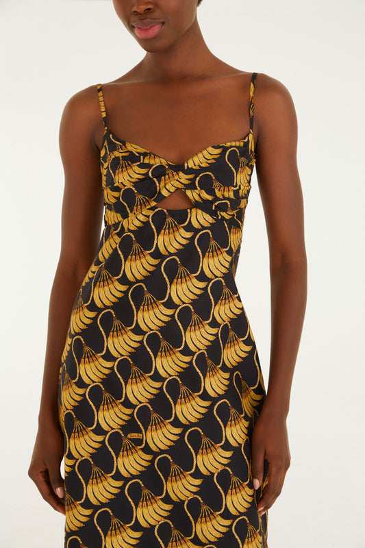 Vestido Largo Estampado Banana Tassel Mini