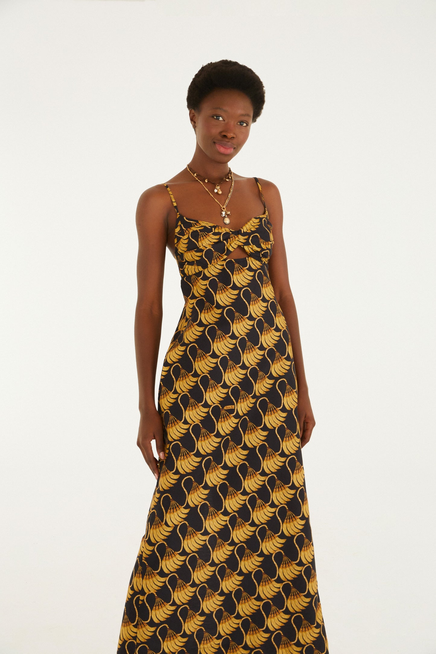 Vestido Largo Estampado Banana Tassel Mini