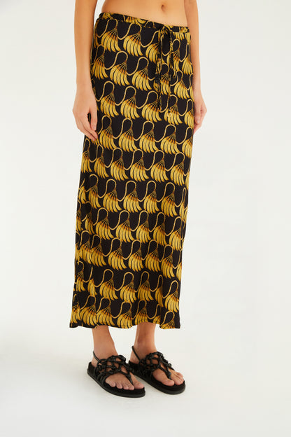 Falda Larga Estampada Banana Tassel Mini
