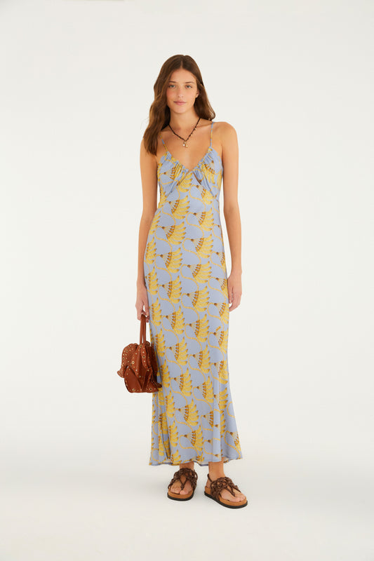 Vestido Largo Estampado Banana Tassel
