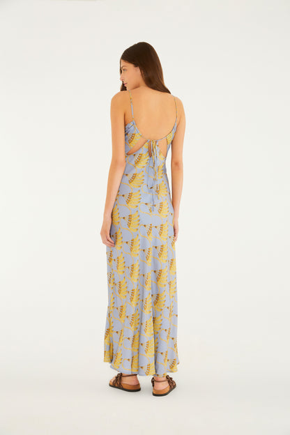 Vestido Largo Estampado Banana Tassel