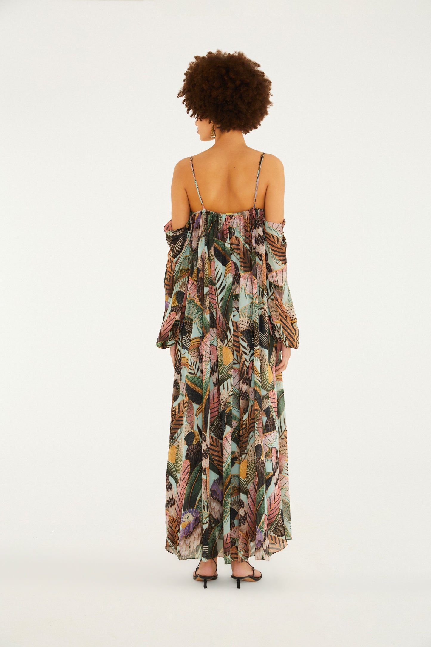 Vestido Largo Estampado Paraíso Das Aves