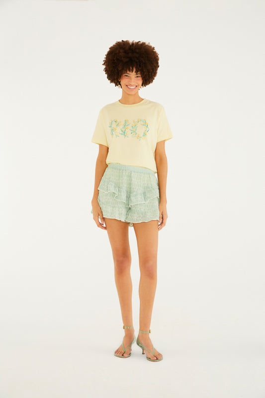 Shorts Fluida Babados Coqueirinho
