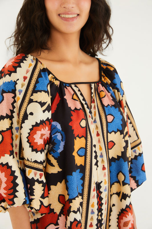 Vestido Corto Estampado Antuerpia Lenço