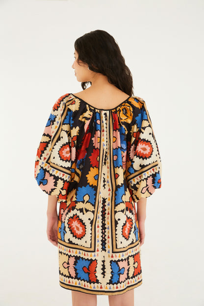 Vestido Corto Estampado Antuerpia Lenço