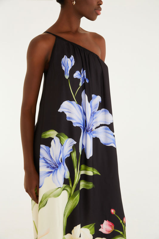 Vestido Largo Hombro Céu De Flor