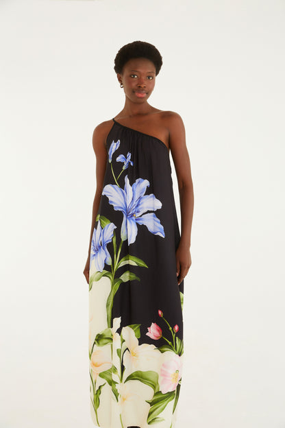 Vestido Largo Hombro Céu De Flor