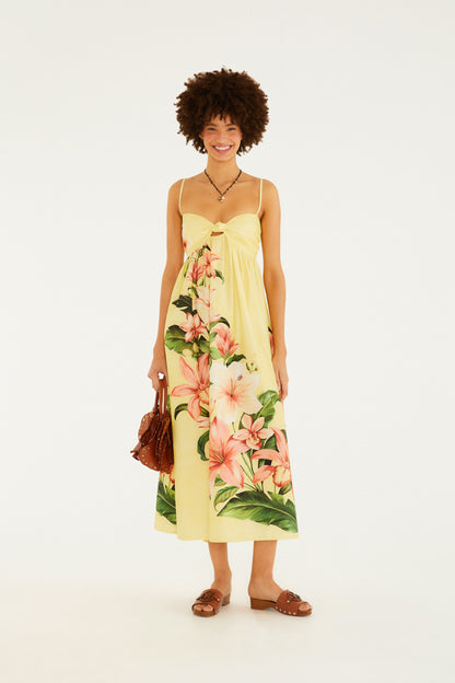 Vestido Largo Alcinhas Estampado Floribel