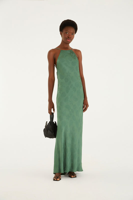 Vestido Decote Costas Jacquard Conchas