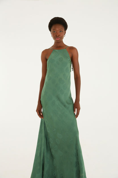 Vestido Decote Costas Jacquard Conchas