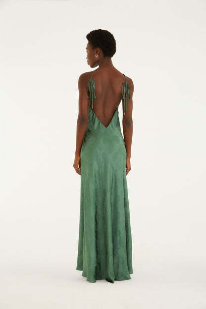 Vestido Decote Costas Jacquard Conchas