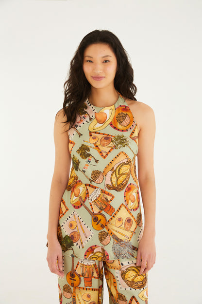 Blusa Frente Única Estampada Boemia
