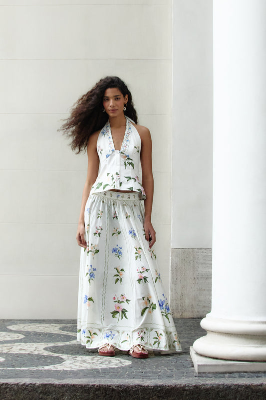 Falda Cropped Estampada Aquaflora