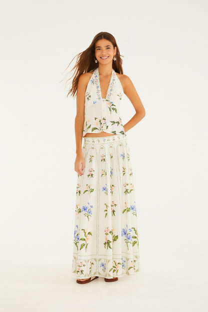 Falda Cropped Estampada Aquaflora